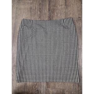Akris Punto Houndstooth Black Cream Ivory Pencil Skirt Size 12 Large